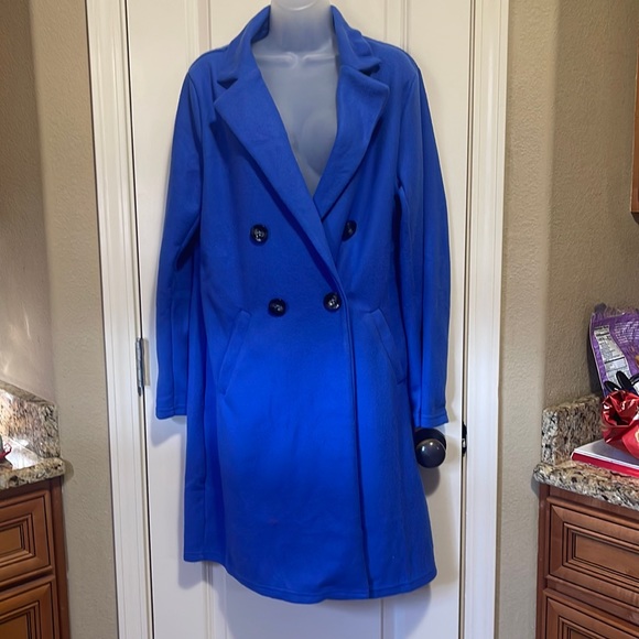 Jackets & Blazers - Fleece long blazer jacket light blue almost periwinkle Xl/1X. NWOT